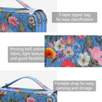 Vomgomfom Colored Pencil Case - 124 Slot Pencil Holder with Zipper Closure, Twill Fabric Large Capacity Pencil Case for Watercolor Pens or Markers, Artist Organizer (Blue Flower)