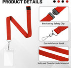 12 Pack Red Breakaway Lanyards with Waterproof Badge Holders, Polyester Neck Straps for ID Cards, Events, Office, and Schools