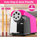 AFMAT 6-Hole Electric Pencil Sharpener Heavy Duty, Pencil Sharpener for Classroom, Cordless &Rechargeable, Colored Pencil Sharpeners for 6-11mm Pencils, Auto Stop, Super Fast, 10,000+ Sharpenings PSD1