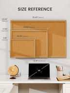 Fluxynara Felt Cork Board Alternative, Felt Bulletin Board 16" x 12" Mustard Yellow Frame with 8 Adhesive Tabs, Pin Board for Home Office, Classroom, Entryway, Kitchen Wall Decor—Sunset Yellow