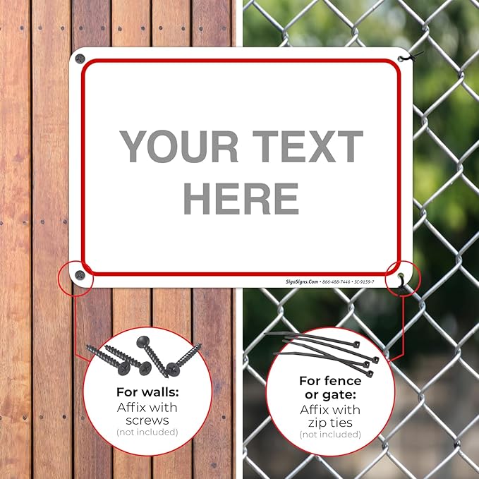 Custom Sign, Personalized Metal Signs, Customize for Office, Business, Workplace, Home, Airbnb, Delivery Red Signs, 10x7 Inches, Rust Free .040 Aluminum, Fade Resistant, Made in USA by Sigo Signs