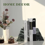 Karibiber Marble Bookends for Heavy Books, Decorative Bookends for Shelves, Green Stone Book Ends, Heavy-Duty Book Ends for Hardback Book & Cookbooks, Unique Book Stopper & Holder, Set of 2