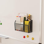 UVGVA Magnetic Pencil Holder Markers Dry Erase Holder for Whiteboard 3-Grid Locker Organizer for Fridge, Home, School and Office