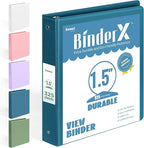 BinderX Extra Durable 1.5 Ring Binder, Round Ring 1.5 Inch Binders, Fits 325 Sheets of 8.5x11 Paper, Customizable View Cover with Inside Pockets, Cute 1.5" Binder, School Supplies for Girls, Navy Blue