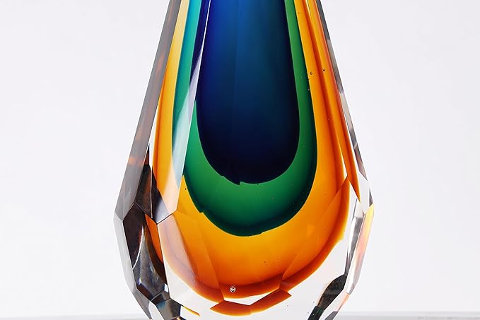 Yao Yuan Handmade Murano Glass Art Decor Sculpture - Unique Hand-Cut Cube Paperweight for Home Décor