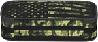 YIJIUWKIS Camo Pencil Box for Kids Adults, Usa Flag Style Pencil Case for Boys Girls, Green Pencil Pouch Big Capacity Portable Pencil Holder Stationery Storage Desk Pen Bag for School Office