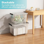 Nazhura 97 Quart Plastic Storage Bin, Stackable and Nestable Storage Boxes with Lids and Secure Latching Buckles, Large Storage Container (Clear, 97Quart-4Pack)