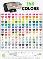 AEDAGA 168 Colors Alcohol Markers with Free App, Dual Tip Art Markers with Kickstand Case for Artists Adults, Alcohol Based Marker for Coloring Painting Sketching and Drawing, Great Gift