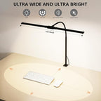 FAPEMIH Dual-Head LED Desk Lamp for Office Home, Adjustable Flexible Eye-Caring Desk Light, 5 Modes 10 Brightness Adjustment, USB Adapter Desk Lamp with Clamp-ST-B