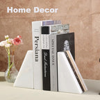 Karibiber Marble Book Ends, Non-Skid Bookends for Shelves, Composite Bookend with Natural Marble, Heavy Duty Book Stopper, Collected CDs and Oversized Books Organizer, Gold & Black Decorative Bookends