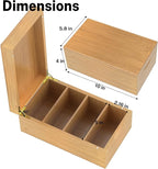 Neando Bamboo Index Card Holder for 3x5 Cards – Wooden Organizer with Lid, 4 Compartments, 600-Card Capacity, Includes 20 Thick Index Cards & 200 Note Cards– Natural Desktop Filing Box