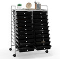 Happygrill 20-Drawer Organizer Cart Tools, Mobile Utility Storage Cart with Removable Drawers & Lockable Wheels, Rolling Storage Cart with wheels for Home Office School (Black)