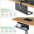 KEEGH 16" Under Desk Cable Management Tray, 2 Pack Desk Cord Organizer Upgrade Capacity, Drill Free Clamp/Screw Mount, Sturdy Metal Tray for Connect Cables, Home, Office, Black