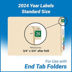 2024 Year Stickers, Doctor Stuff 2024 Chart Stickers, Green Color Coded, Digi Color Style, USA Made Year Labels for End Tab File Folders, 500/Roll, 1 Roll, 3/4" x 1-1/2"