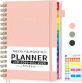 EMSHOI 2026 Planner Weekly and Monthly, Week on One Page with Notes, A5 (5.7"x8.3"), Jan-Dec 2026 Calendar Agenda with Monthly Tabs, Note Pages, 100GSM Thick Paper, Flexible Cover, Pink