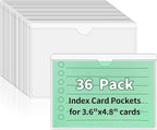NIUBIER Storage Bin Labels, 36 Pack 3x4.5 Index Card Holder, Clear Adhesive Pockets, Removable Tote Labels Stickers for Packing Moving Box & Containers, Easy Peel Off