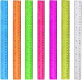 7PCS Clear Ruler, 12 Inch Plastic Rulers for School, Home, or Office, Clear Plastic Rulers, Assorted Colors.