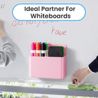 First-zgel 3 Pcs Magnetic Pen Holder, Magnetic Dry Erase Marker Holder, Wall Marker Pencil Holder for Fridge, Whiteboard Marker Holder for School, Office, Home, Locker Accessories (Pink)