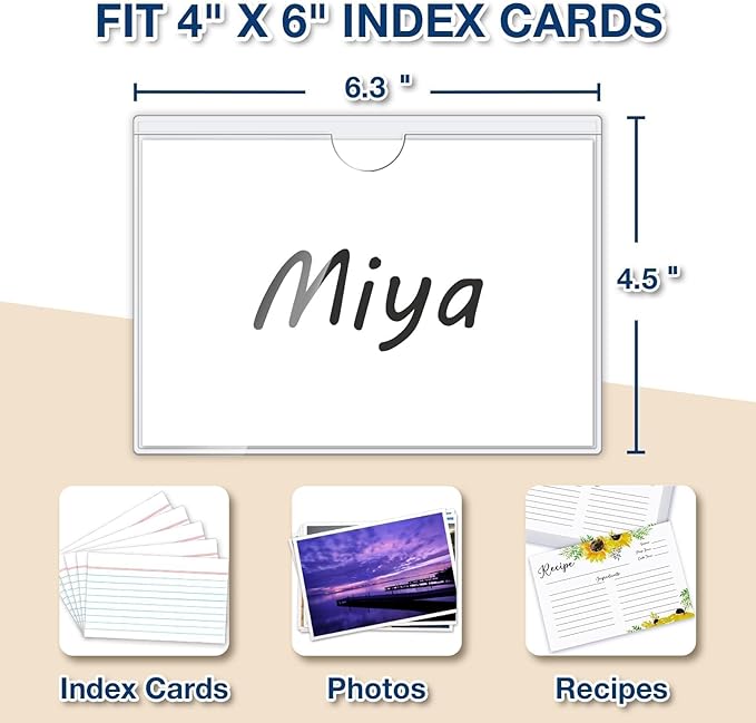 H4D 24 Pack Labels for Storage Bins, 4" x 6" Plastic Clear Adhesive Index Card Holders, Tote Label Pockets for Organizing Storage, Library Card, Shelves