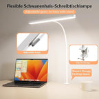 FAPEMIH LED Desk Lamp for Office Home, Adjustable Flexible Eye-Caring Desk Light with,5 Modes 10 Brightness Adjustment, USB Adapter Desk Lamp with Clamp-T-W