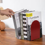 Lulonpon 2 Pieces Book Ends, Bookends, Books Stand, Metal Bookend for Shelves, Red Book Ends for School, Library, Desktop Organizer