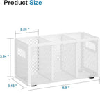 Marbrasse Mesh Pen Holder for Desk,Pencil Holder Desk Organizer 3 Adjustable Compartments,Pencil Cup with Handle Perfect for Classroom, Office, Home,Makeup,Art (White)