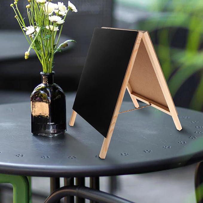 ADOCARN Double-Sided Standing Blackboard Small Chalkboard Message Board for Desk Home Office Commercial Use Reusable Desktop Display Sign