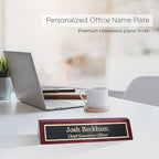 Business Wood Name Plate for Desk | Custom Desk Name Plate Personalized Gift for Office, The Perfect Engraved Name Plaque by Engraving International (2" x 10", Rosewood Piano Finish)