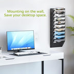 EasyPAG 10 Pocket Mesh Wall File Organizer, Hanging Paper Folder Holder with Classify Label, Vertical Wall Mount Mail Organizer for Office Home Classroom, Black
