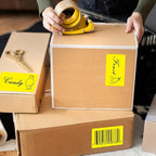 3×5 Inch Yellow Removable Thermal Labels,Waterproof Thermal Label,240 Sheets per Roll with Perforated Lines