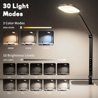 LitONES LED Desk Lamp for Home Office, Eye-Caring Modern Desk Light, 3 Color Temperature 10 Brightness Computer Light, Dimmable Desk Light with Memory & Timer Func, Metal Swing Arm Table Lamp