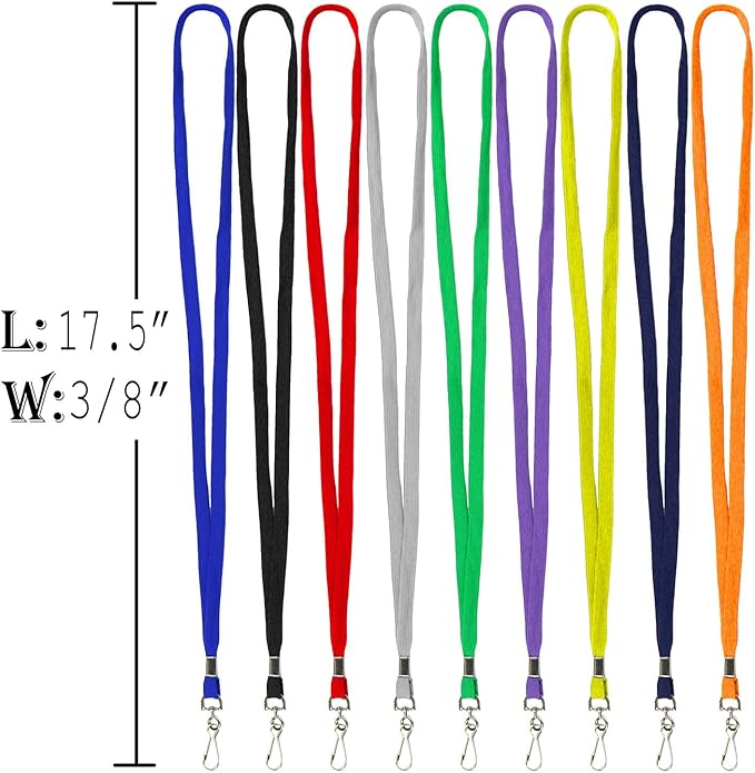 Ollain Badge Lanyards Flat Lanyard Swivel Hooks Neck Bulk lanyards with Clip 50 Pack