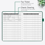 KUMEER Check Register – Elegant Check Registers for Personal Checkbook with Check & Transaction Registers, Hardcover Checkbook Log 5.2x7.6" (Earth Green)