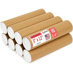 Paclord 3" x 12" Heavy-Duty Reinforced Cardboard Mailing Tube, Pack of 8 Tubes with 16 Caps – Secure USPS Approved – Great for Shipping and Storing of Prints, Artwork, Posters or Documents