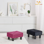 BRIAN & DANY Small Foot Stool, Linen Foot Stools with Legs, Stable Small Footstool for Living Room, Dragon Fruit Red