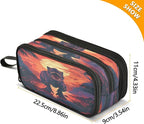 BOENLE Dinosaur Sunset Pencil Case Box Boys Girls Large Pencil Pouch Zipper Compartments Big Capacity Stationery Pen Bag Organizer Kids Teens Adults School