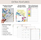 Essential PRO 2026 Daily, Weekly & Monthly Planner, 8.5"x11": 14 Months (Nov 2025 - Dec 2026) Monthly Tabs,Daily Tracking,Notes Pages,Storage Pocket,Bookmark w Sticky Notes (Watercolor Butterflies)