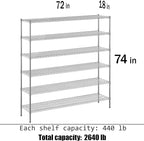 Regal Altair 18" Deep x 72" Wide x 74" Height Wire Shelving Kit | 6-Tier | NSF Commercial Storage Rack Unit