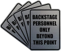 Portrait Round Backstage Personnel Only Beyond This Point Door or Wall Sign Easy Installation | Music | Concert | Festivals Sign (Brushed Silver) - Small (5 Pack)