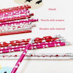 Hdagbnn 72PCS Valentine's Day Pencils,Wooden Heart Pencil with Eraser,Red Heart Pencil,Bullk Pencils for Exchange Gifts,Kids School Rewards Giveways Party Favors