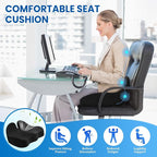 CushZone Seat Cushion, Memory Foam Office Chair Seat Cushion for Office Chairs/Car/Long Trip/Desk Chair/Gaming, X-Large Size for Sciatica & Hip & Tailbone Pain Relief, Sciatica Support (Black)