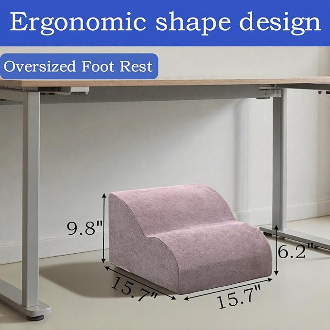 OpyTikar Foot Rest for Under Desk at Work.Multifunctional 3-Tier Foot Stool,with Washable Footrest.for Under Desk,Office Chair Gaming Chair & Sofa,Leg Elevation Pillow,Supports Posture-Light Grey