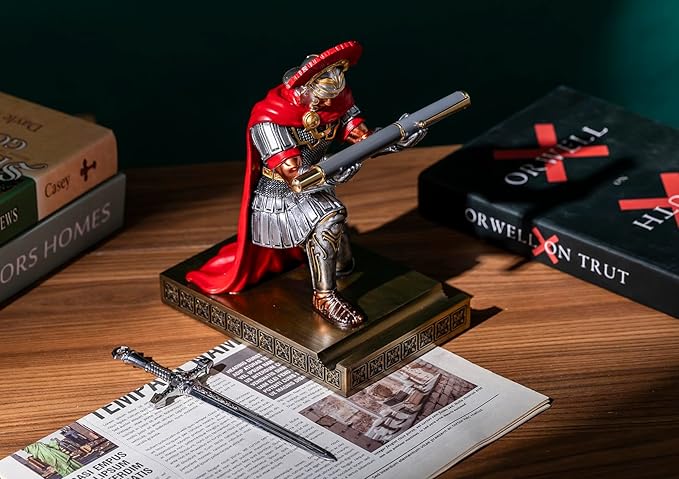 HDMbigmi Centurion Cloak Warrior Knight Pen Holder Mobile Phone Stand Desk Organizers and Accessories as Gift for Office and Home (Silver)