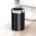 Gatco Modern Round Wastebasket, Matte Black and Chrome Combo - Stainless Steel Trash Can with Removable Lid, Leakproof, 3 Gallon Capacity for Bathroom, Bedroom, Kitchen, or Office