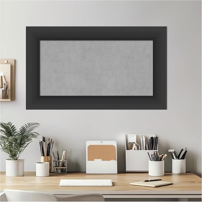 Amanti Art Black Framed Magnetic Board 17x29 Small Vision Board for use with Magnets, 100% Metal Sheet to Display Items as Office Decor or for Home Organization in mudroom, Kitchen or Kids Room