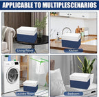 Bagnizer Large 22 Quart Linen Fabric Foldable Storage Bin Cube Organizer Basket with Flip-Top Lid & Handles, Clothes Blanket Box for Home, Office, Closet, Navy Blue & White, 4 Pack 14.6 x 9.5 x 9.5