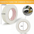 SWRT Masking Tape 0.75 Inch x 55 Yards, Pack of 4 Rolls, Adhesive Painting Tape Bulk for General Purpose Beige White Color, Paper Tape for Painting, Crafting, School Stationery, Arts, Home Use etc