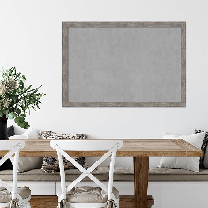 Amanti Art Silver Framed Magnetic Board 27x39 Large Vision Board for use with Magnets, 100% Metal Sheet to Display Items as Office Decor or for Home Organization in mudroom, Kitchen or Kids Room