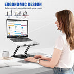 JOYEKY Laptop Stand for Desk, Adjustable Computer Stand with 360° Rotating Base, Ergonomic Laptop Riser for Collaborative Work, Foldable & Portable Laptop Stand, fits for All 10-16" Laptops
