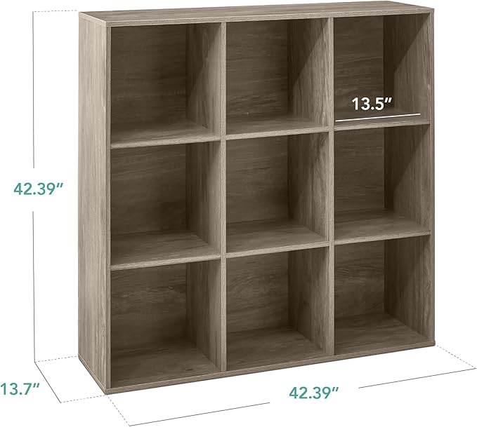 Best Choice Products 9-Cube Storage Organizer, 13.5in Shelf Opening, Bookcase, Display Shelf, Customizable w/ 3 Removable Back Panels – Greige